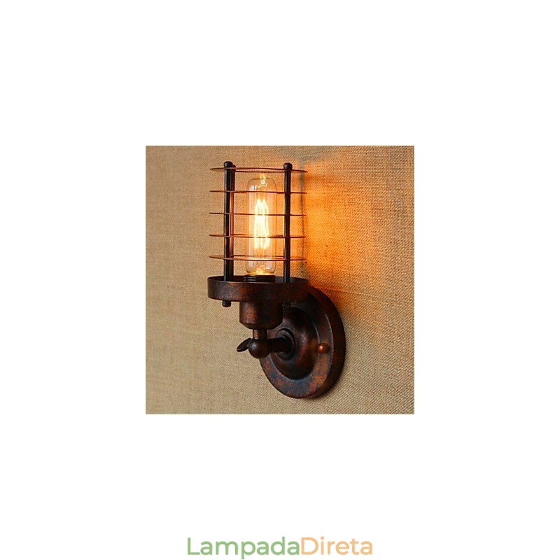 Luminária de parede rústica estilo country antique brass para iluminação ambiente