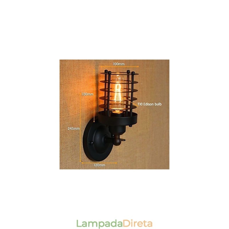 Luminária de parede rústica estilo country antique brass para iluminação ambiente