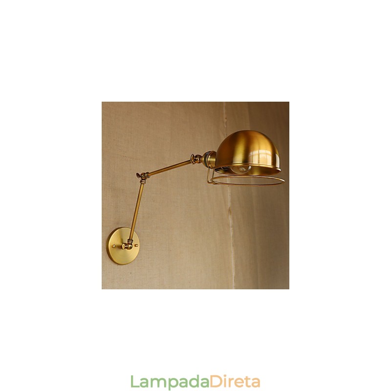 Luminária de parede decorativa estilo industrial retrô europeu, luminária de parede com braço de ferro