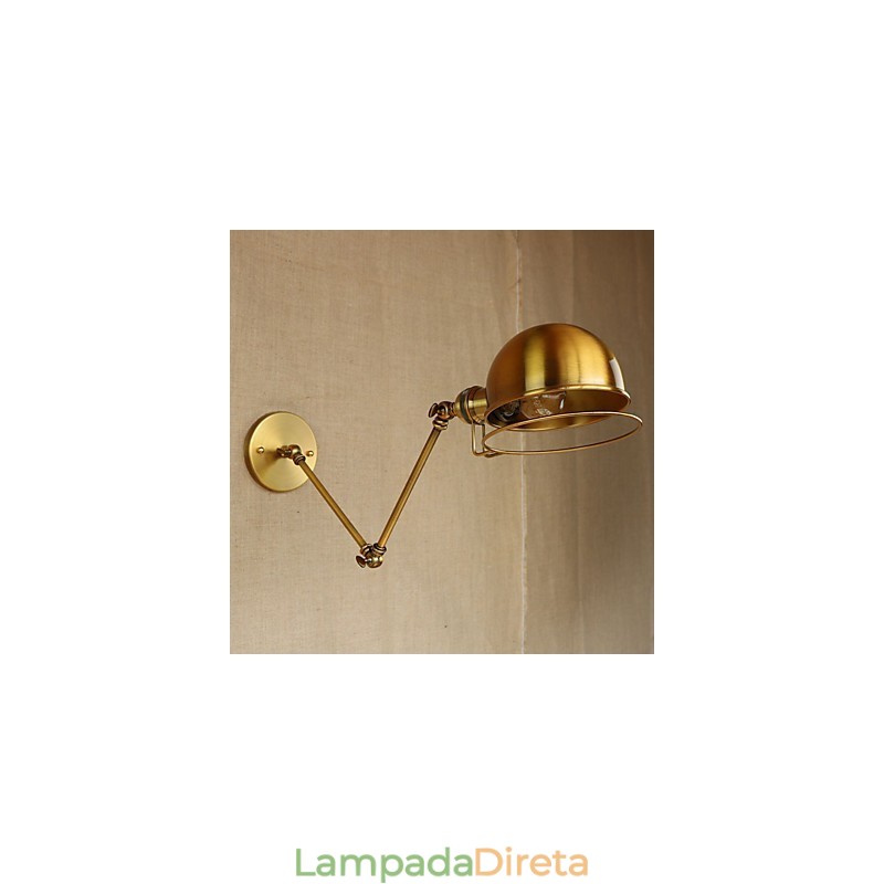 Luminária de parede decorativa estilo industrial retrô europeu, luminária de parede com braço de ferro