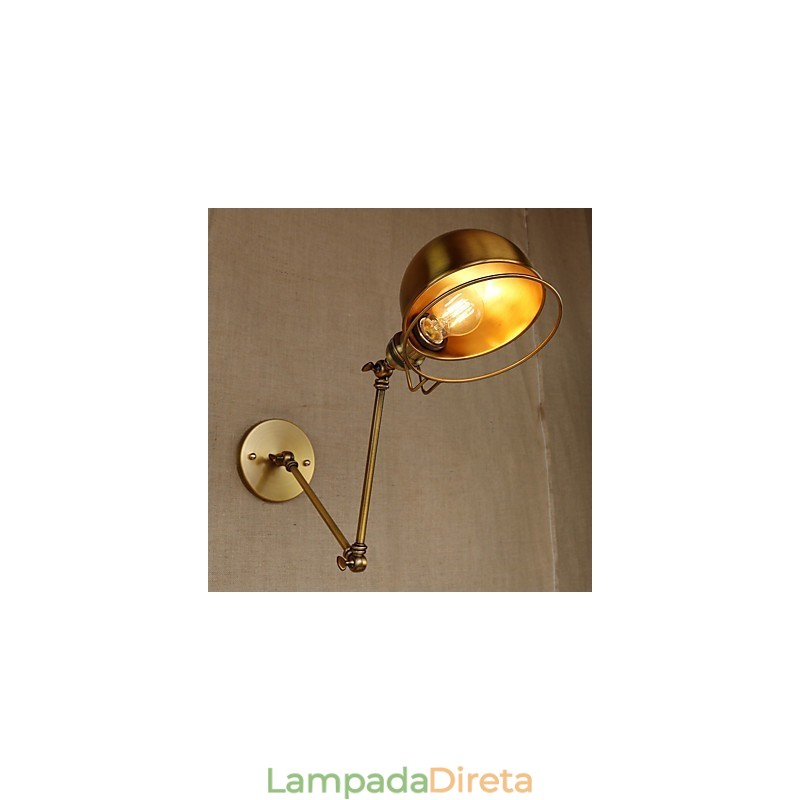 Luminária de parede decorativa estilo industrial retrô europeu, luminária de parede com braço de ferro
