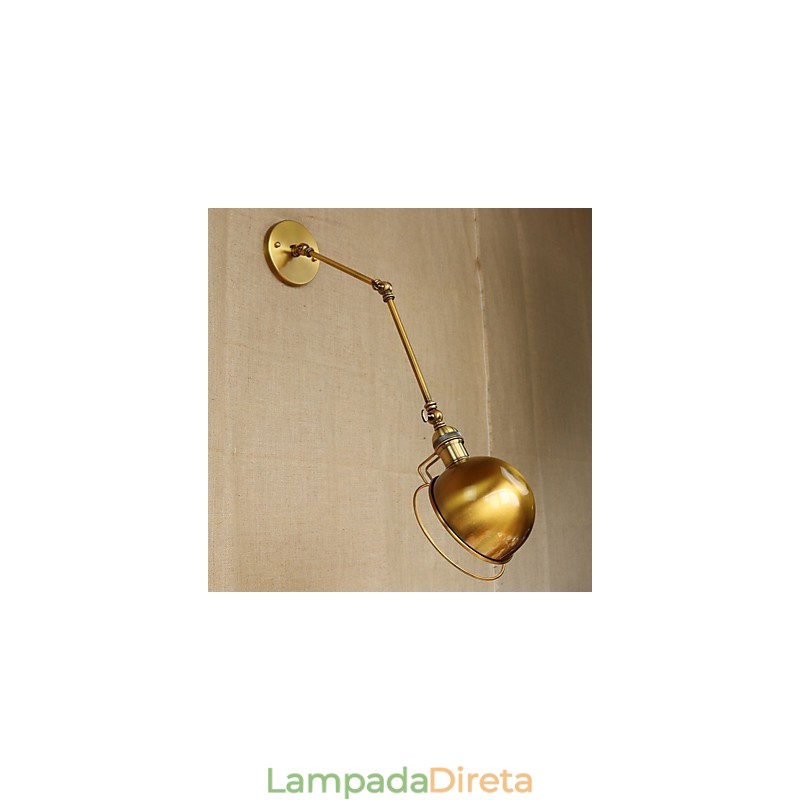 Luminária de parede decorativa estilo industrial retrô europeu, luminária de parede com braço de ferro