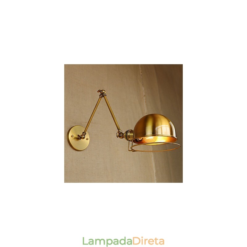 Luminária de parede decorativa estilo industrial retrô europeu, luminária de parede com braço de ferro