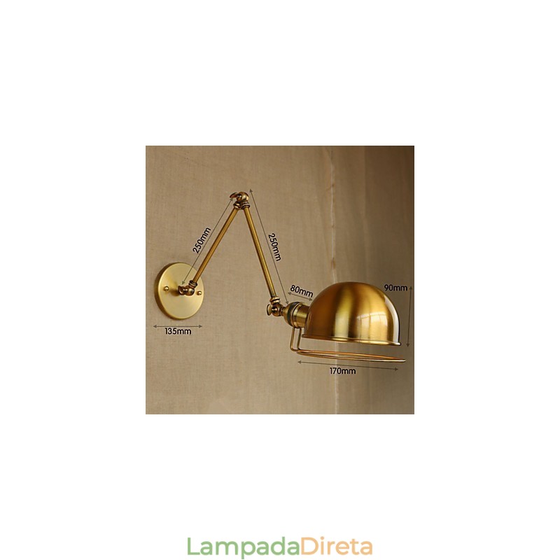 Luminária de parede decorativa estilo industrial retrô europeu, luminária de parede com braço de ferro