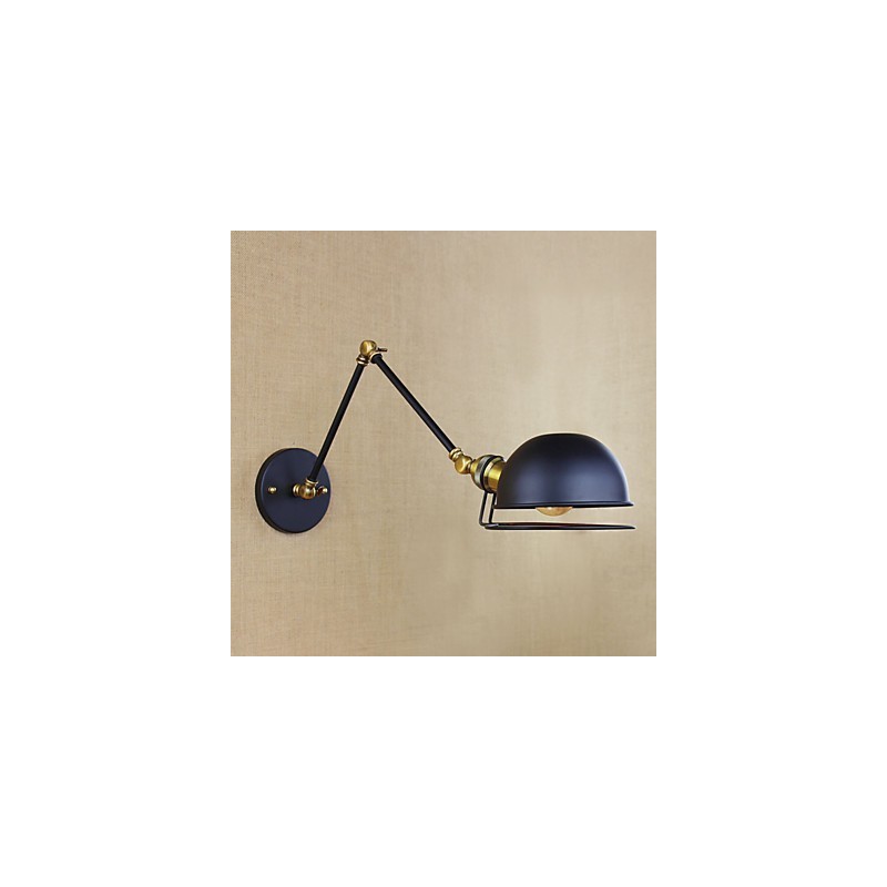 Luminária de parede decorativa estilo industrial retrô europeu, luminária de parede com braço de ferro