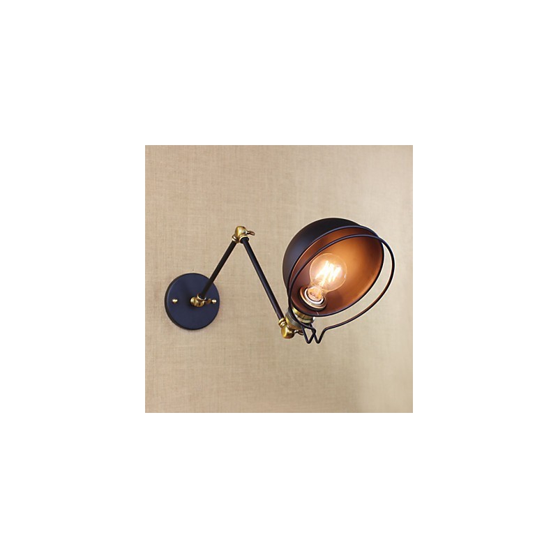Luminária de parede decorativa estilo industrial retrô europeu, luminária de parede com braço de ferro