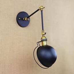 Luminária de parede decorativa estilo industrial retrô europeu, luminária de parede com braço de ferro