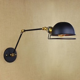 Luminária de parede decorativa estilo industrial retrô europeu, luminária de parede com braço de ferro
