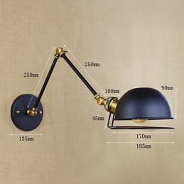 Luminária de parede decorativa estilo industrial retrô europeu, luminária de parede com braço de ferro