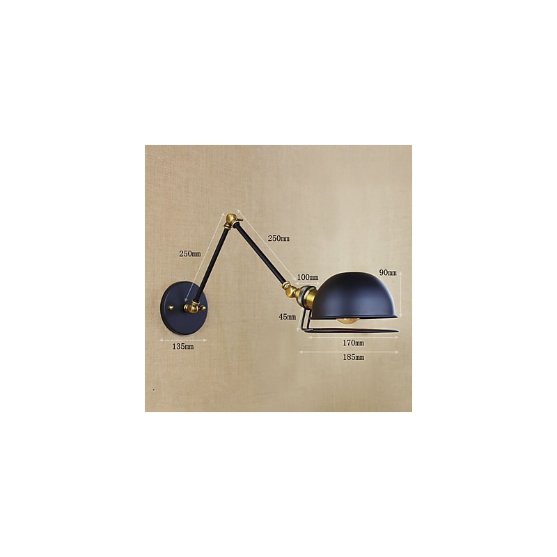 Luminária de parede decorativa estilo industrial retrô europeu, luminária de parede com braço de ferro