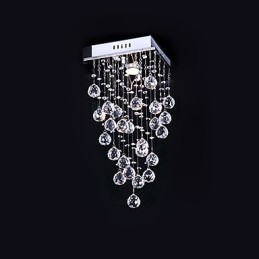 Lustre de cristal moderno contemporâneo galvanizado de metal com montagem embutida