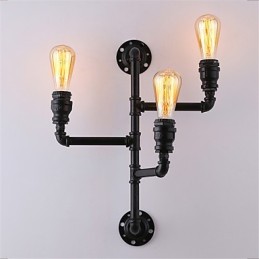 Luminárias de parede vintage industriais de tubo, luzes pretas criativas, iluminação para decoração de restaurante, café, bar, com acabamento pintado de 3 luzes