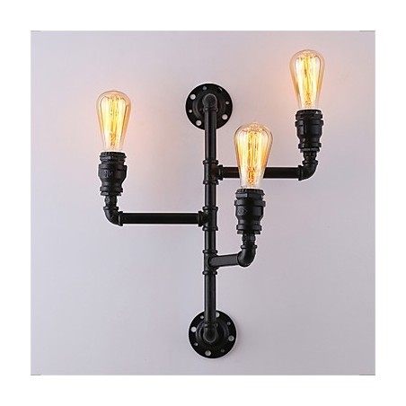 Luminárias de parede vintage industriais de tubo, luzes pretas criativas, iluminação para decoração de restaurante, café, bar, com acabamento pintado de 3 luzes Luminárias de parede vintage industriais de tubo, luzes pretas criativas, iluminação para decoração de restaurante, café, bar, com acabamento pintado de 3 luzes