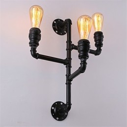 Luminárias de parede vintage industriais de tubo, luzes pretas criativas, iluminação para decoração de restaurante, café, bar, com acabamento pintado de 3 luzes