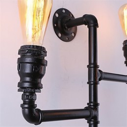 Luminárias de parede vintage industriais de tubo, luzes pretas criativas, iluminação para decoração de restaurante, café, bar, com acabamento pintado de 3 luzes