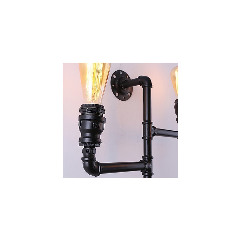 Luminárias de parede vintage industriais de tubo, luzes pretas criativas, iluminação para decoração de restaurante, café, bar, com acabamento pintado de 3 luzes