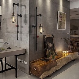 Retro Industrial Pipe Wall Lights Simples Loft Preto Gaiola de Pássaros Metal Sala de Estar Sala de Jantar Cozinha Bar Café Decoração iluminação