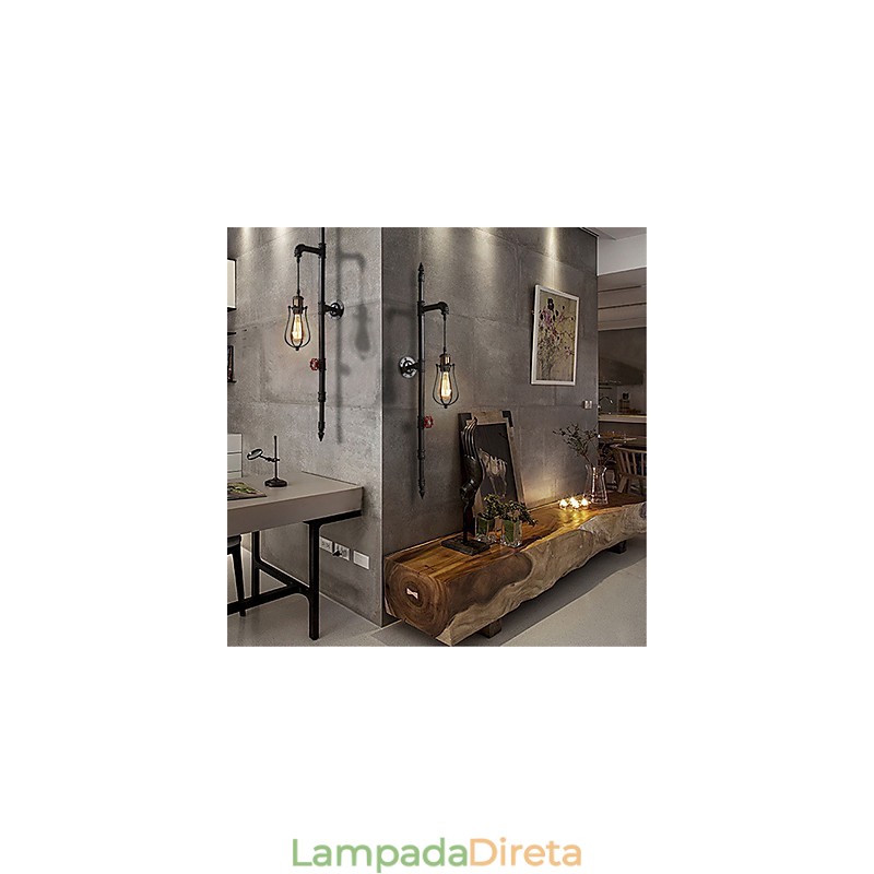 Retro Industrial Pipe Wall Lights Simples Loft Preto Gaiola de Pássaros Metal Sala de Estar Sala de Jantar Cozinha Bar Café Decoração iluminação