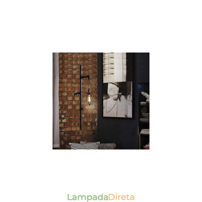 Retro Industrial Pipe Wall Lights Simples Loft Preto Gaiola de Pássaros Metal Sala de Estar Sala de Jantar Cozinha Bar Café Decoração iluminação