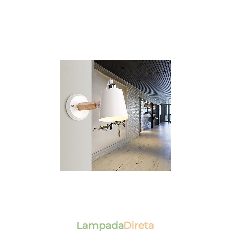 Luminária de parede vintage de madeira Art Déco Metal Metal Rústico Sala de estar Sala de jantar Corredor Luminária de parede Preto Branco Opcional