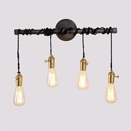 Luminárias de parede de tubo industrial vintage com interruptor Luzes criativas Restaurante Café Bar Decoração iluminação com 4 luzes Acabamento pintado