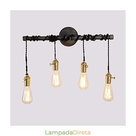 Luminárias de parede de tubo industrial vintage com interruptor Luzes criativas Restaurante Café Bar Decoração iluminação com 4 luzes Acabamento pintado Luminárias de parede de tubo industrial vintage com interruptor Luzes criativas Restaurante Café Bar Decoração iluminação com 4 luzes Acabamento pintado