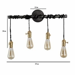 Luminárias de parede de tubo industrial vintage com interruptor Luzes criativas Restaurante Café Bar Decoração iluminação com 4 luzes Acabamento pintado