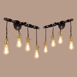 Luminárias de parede de tubo industrial vintage com interruptor Luzes criativas Restaurante Café Bar Decoração iluminação com 4 luzes Acabamento pintado