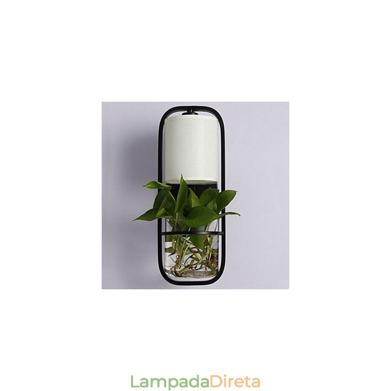 Luminária de parede de vidro moderna criativa em ferro com planta em vaso
