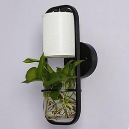 Luminária de parede de vidro moderna criativa em ferro com planta em vaso
