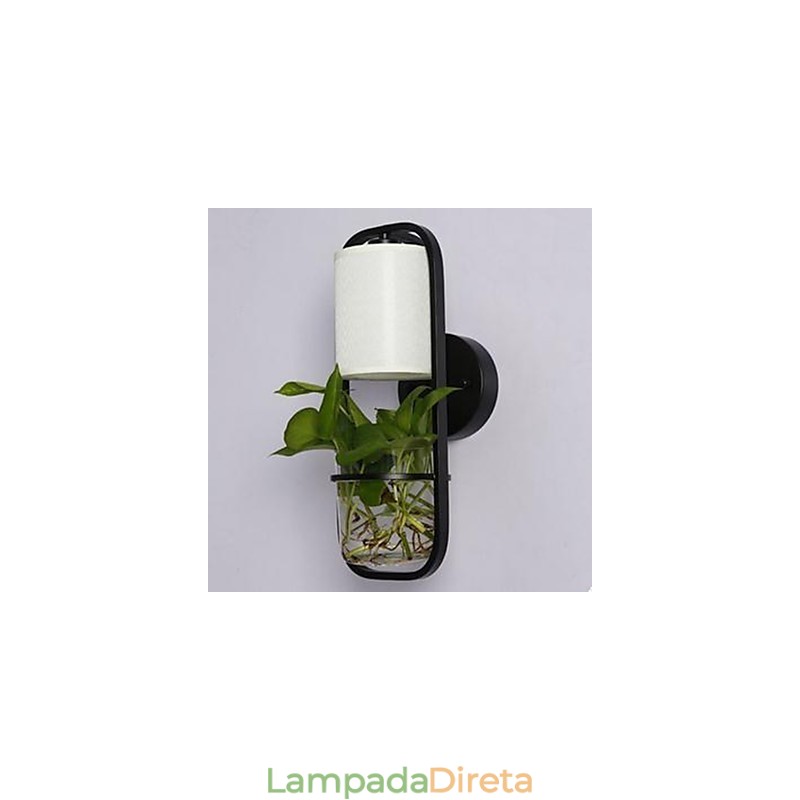 Luminária de parede de vidro moderna criativa em ferro com planta em vaso
