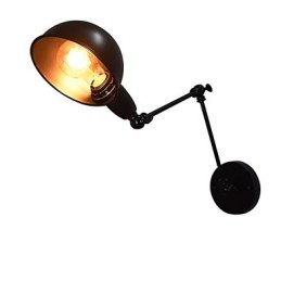 Luminária de parede de ferro dobrável preta simples retrô luminária de parede de cabeça única luminária de parede decorativa estilo europeu