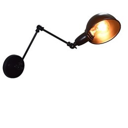 Luminária de parede de ferro dobrável preta simples retrô luminária de parede de cabeça única luminária de parede decorativa estilo europeu