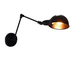 Luminária de parede de ferro dobrável preta simples retrô luminária de parede de cabeça única luminária de parede decorativa estilo europeu