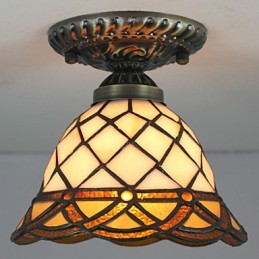Artes criativas rurais europeias Vitral Absorver luz da lâmpada de cúpula