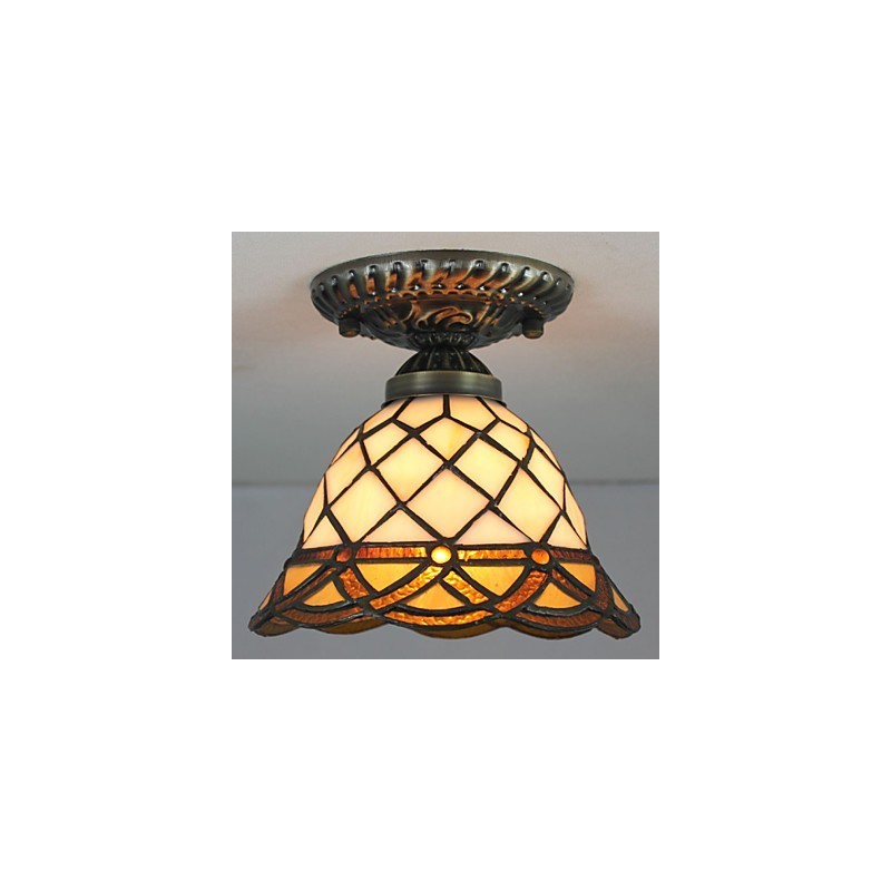 Artes criativas rurais europeias Vitral Absorver luz da lâmpada de cúpula