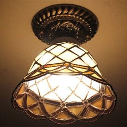 Artes criativas rurais europeias Vitral Absorver luz da lâmpada de cúpula