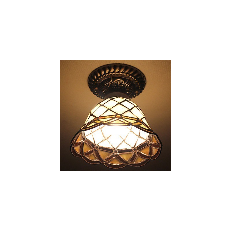 Artes criativas rurais europeias Vitral Absorver luz da lâmpada de cúpula