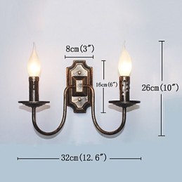 Luminária de parede simples retrô para corredor, lâmpada de cabeça dupla para quarto, sala de estar, iluminação de parede