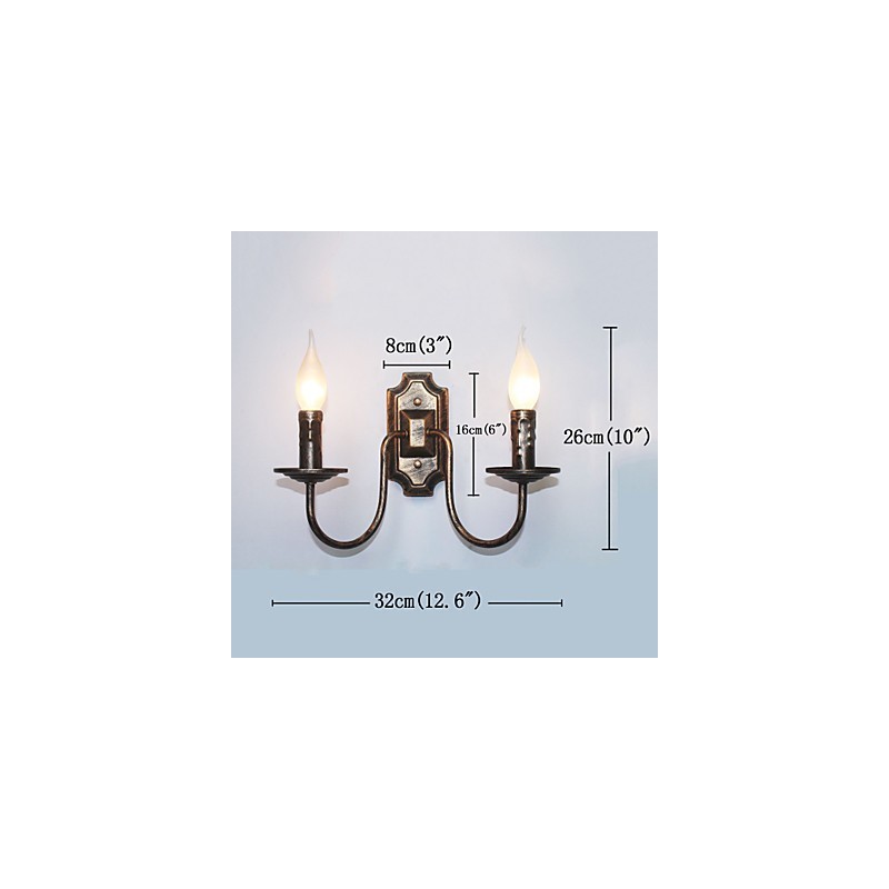 Luminária de parede simples retrô para corredor, lâmpada de cabeça dupla para quarto, sala de estar, iluminação de parede