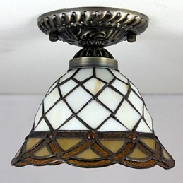 Artes criativas rurais europeias Vitral Absorver luz da lâmpada de cúpula