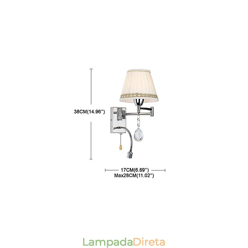 Lodge rústico contemporâneo moderno moderno contemporâneo country cromado recurso para luminária de parede de braço oscilante de cristal