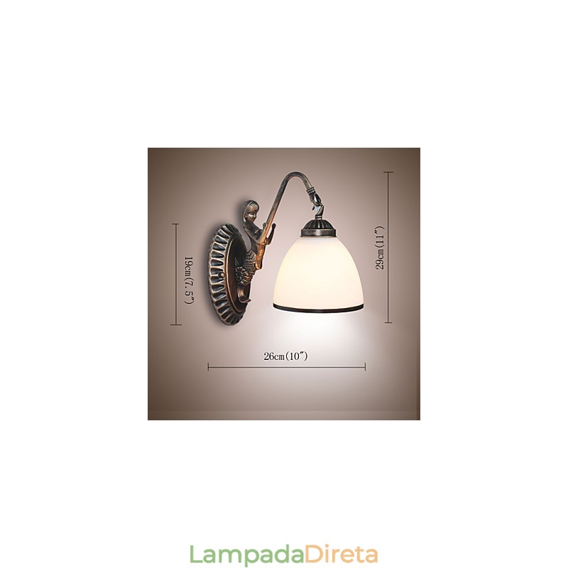Luminária de parede estilo europeu retrô para sala de estar, quarto, varanda, café, luminária de parede