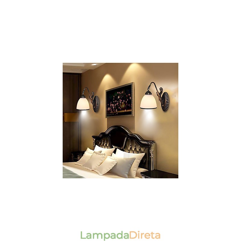 Luminária de parede estilo europeu retrô para sala de estar, quarto, varanda, café, luminária de parede