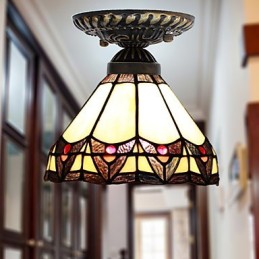 Artes criativas rurais europeias Vitral Absorver luz da lâmpada de cúpula