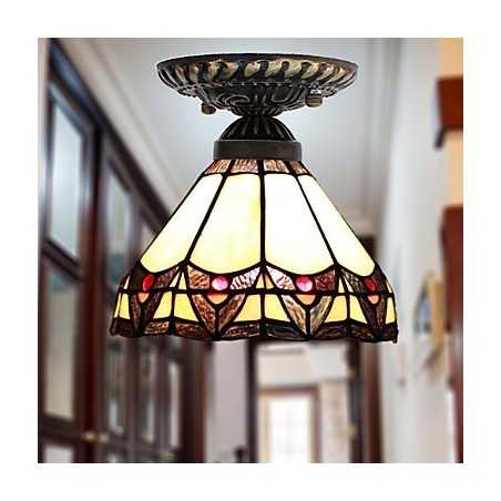 Artes criativas rurais europeias Vitral Absorver luz da lâmpada de cúpula Artes criativas rurais europeias Vitral Absorver luz da lâmpada de cúpula