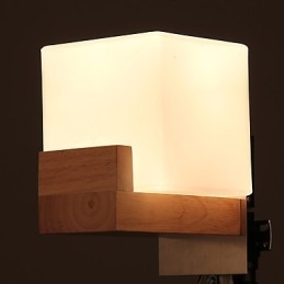 Luminária de parede simples, abajur de mesa de cabeceira com cúpula de vidro e madeira maciça para quarto, cômoda, sala de estar, quarto de bebê, dormitório universitário, mesa de centro, estantes de livros
