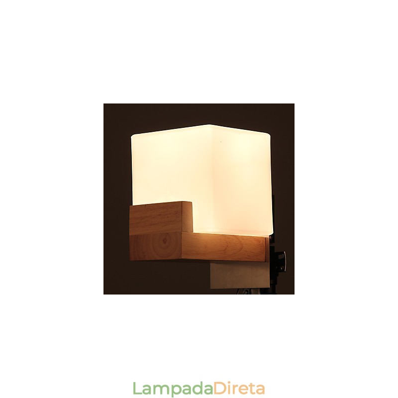 Luminária de parede simples, abajur de mesa de cabeceira com cúpula de vidro e madeira maciça para quarto, cômoda, sala de estar, quarto de bebê, dormitório universitário, mesa de centro, estantes de livros