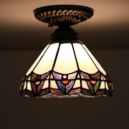 Artes criativas rurais europeias Vitral Absorver luz da lâmpada de cúpula