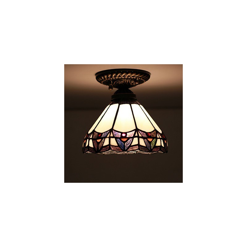 Artes criativas rurais europeias Vitral Absorver luz da lâmpada de cúpula